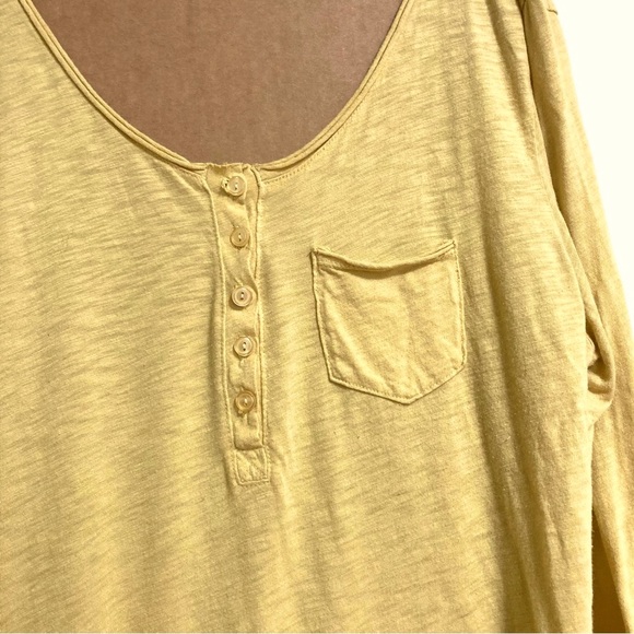SOFT SURROUNDINGS Henley Loose V Neck Button Tunic Blouse Yellow Womens Large - Picture 9 of 14